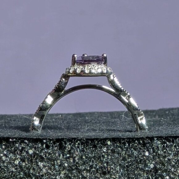 Pear-Cut Simulated Alexandrite & CZ Sterling Silver Ring Size 9 (NWOT)‎ - Picture 4 of 7